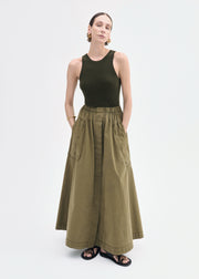 Parachute Skirt in Cotton Twill - Olive - CO Collections